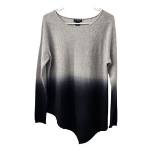 Bloomingdale's Cashmere Ombre Asymmetrical Sweater L Greay Black Cozycore Fall